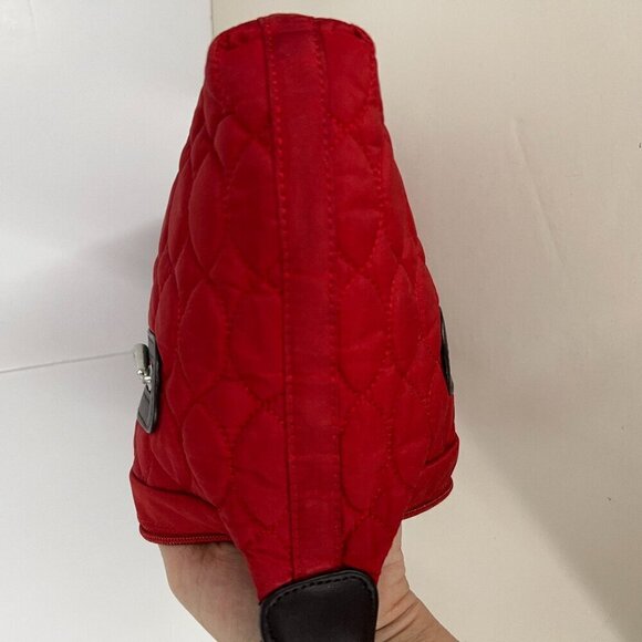 LUG Canter Collection Red Quilted Brown Accent Shoulder Bag Purse - Picture 4 of 11